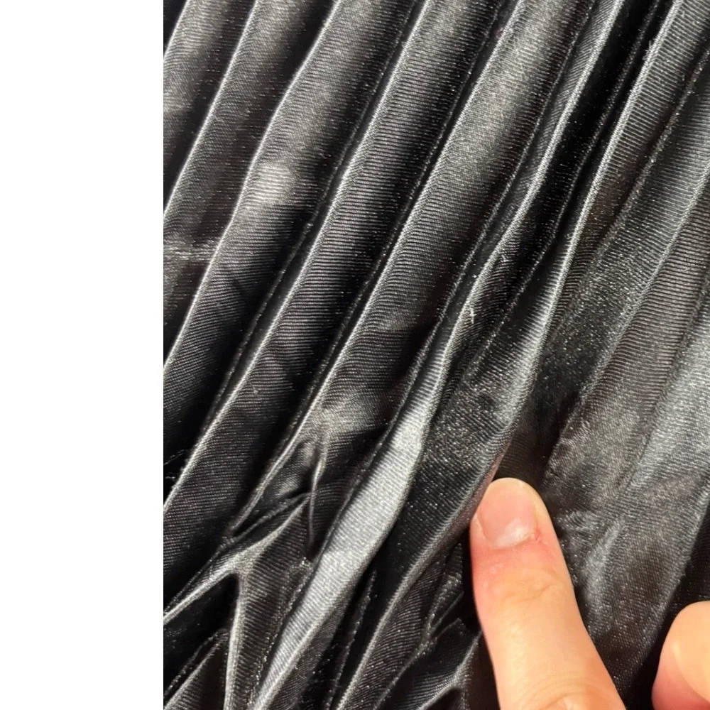 Cachet Black Pleated Maxi Skirt Chevron Texture Elastic Waist Womens Petite S